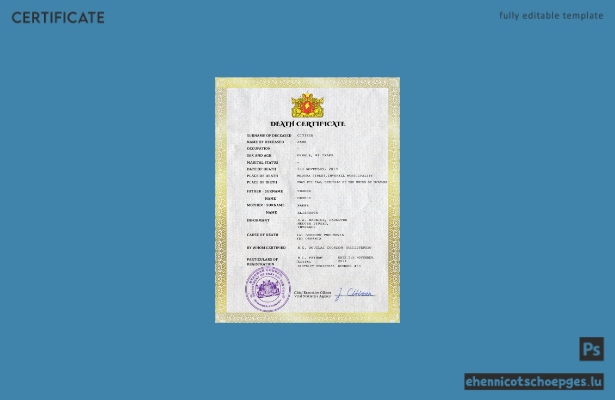 Vorschau einer PSD-Datei mit einer Sterbeurkunde aus Myanmar